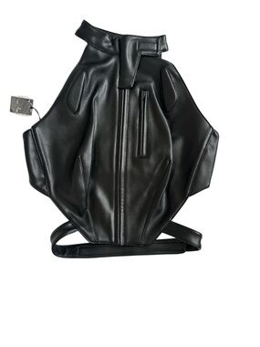 KHY- Faux Leather Open Back Top in Black